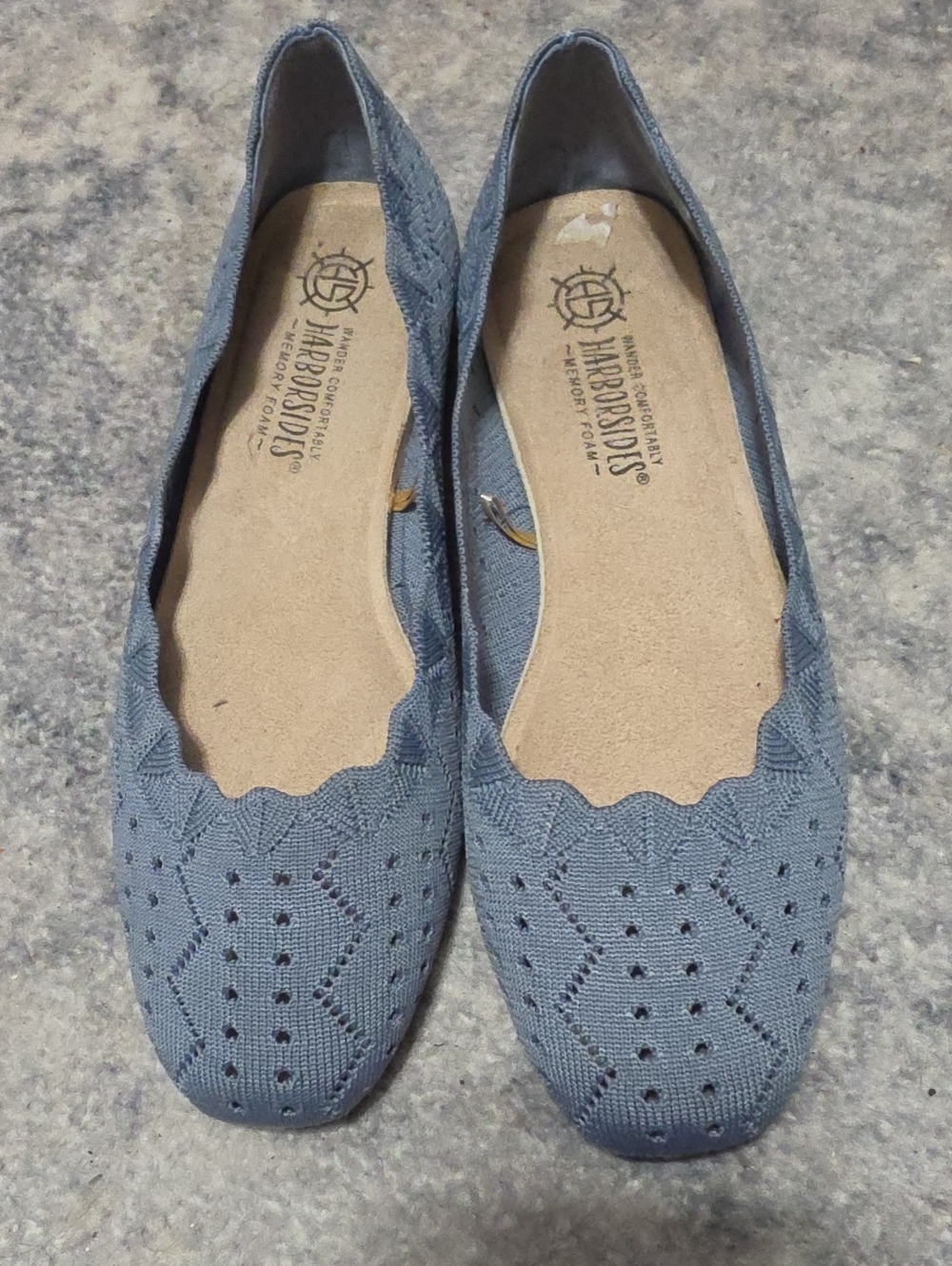 HarborSoles Women's Slate Blue Knit Ballet Flats